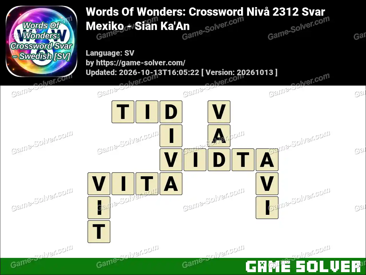 Words Of Wonders: Crossword Nivå 2312 Svar – Mexiko – Sian Ka’An